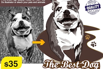 draw high quality vector of your pets
