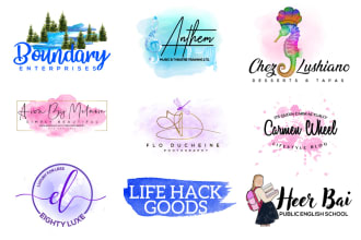 design hand drawn watercolor floral feminine logo