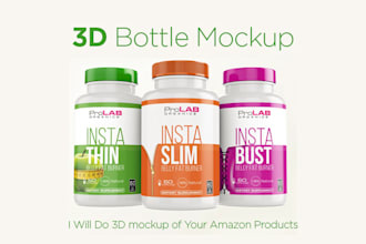 put your pills label on a 3d realistic bottle