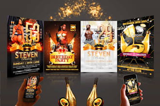 create eye catching birthday party flyer design in 24 hours