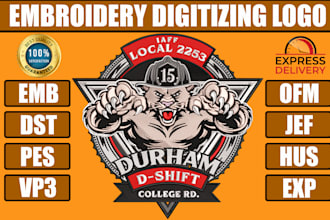 digitize logo into embroidery digitizing dst pes ofm in 1 hour