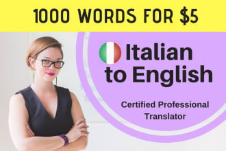 professionally translate 1000 words in italian to english