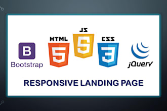 design a responsive landing page in html, css, bootstrap