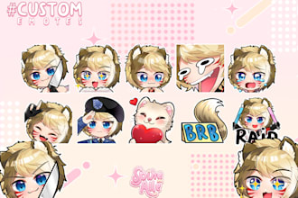 draw custom cute twitch discord emotes or sticker for you