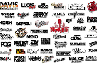 design band ,music, dj, rap, brand or hip hop,text logo for you