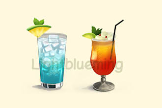 draw food and drink illustration for you
