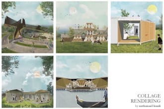 visualize 3d architecture and interior design through collage rendering