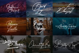 design modern photography signature logo with branding kit
