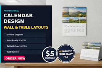 create calendar design for wall and table