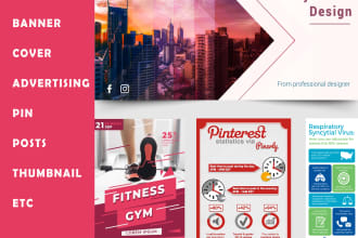 do social media kit, banner, pin, ad, thumbnail etc