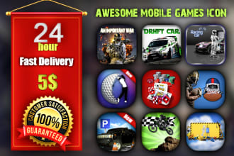 do 5 icons of professional 3d game for you