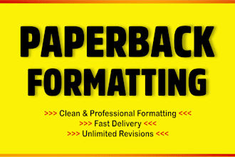 do KDP paperback, kindle ebook formatting and PDF conversion