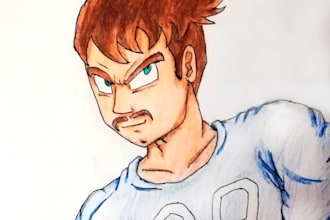draw manga version portraits of human and animals