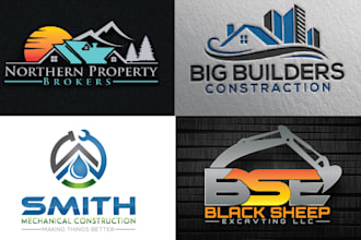 design real estate,property,home, construction,plumbing  logo
