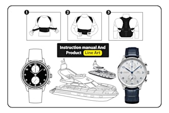 draw technical drawing vector line art illustration product instructions diagram