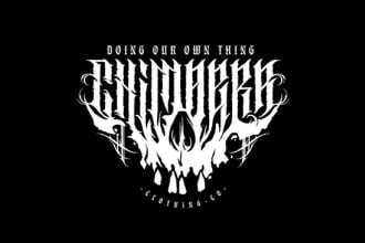 create dark lettering, typography logo for band or brand