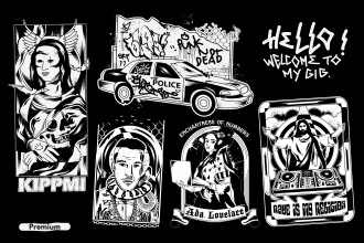 create awesome black and white vector illustration