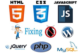 fix your php, wordpress, html5, css3 and database bugs