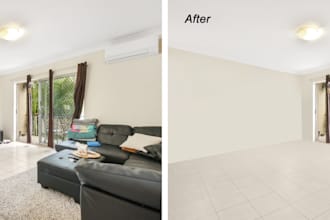 remove objects, ads, correct colors, and remove furniture