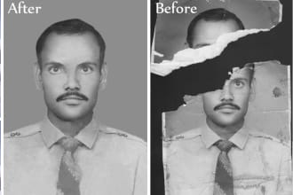 restore, repair, fix old damaged photo, colorize image