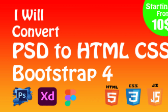convert psd to html responsive or psd to bootstrap
