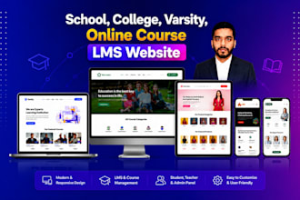 create a school, college, varsity,  online course lms website