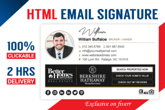 design HTML email signature with animated logo for business