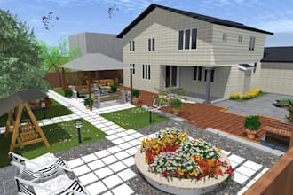 design your front or back yard with befitting landscape
