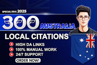 do 300 australia local citations for local business seo and directory submission