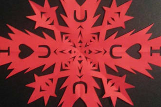 cut out Five Unique Individual Paper Snow Flakes