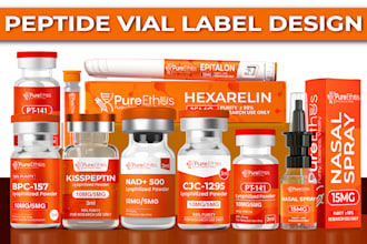design premium peptide sarms, vial label, peptide label, product label design