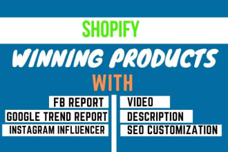 find shopify winning products with video and influencer