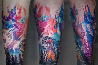 create a watercolor tattoo design