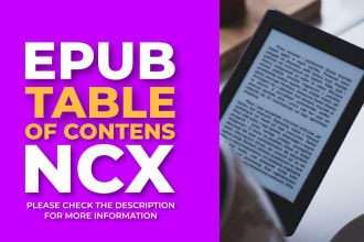 kindle, epub table of contents, ncx, toc