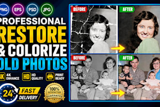 restore, repair and colorize your old or damaged photos