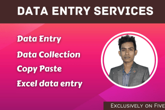 do data entry, excel, scraping, typing, copy paste work