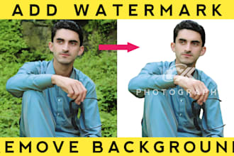 add watermark or remove background from 500 photos