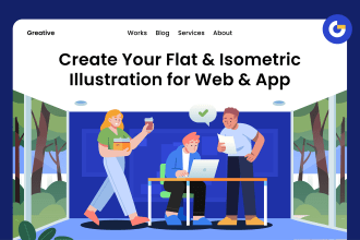 create a flat and isometric illustration for apps and web