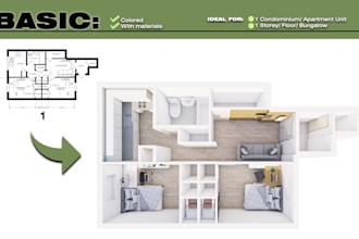 create a 3d floor plan render for real estate marketing