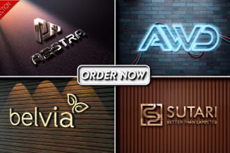 do 200 high quality photorealistic 3d logo mockups design