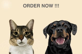 draw your pet an amazing cat dog with my style in 24 hours