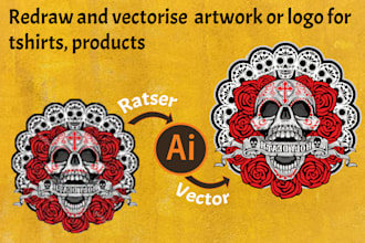 redraw, trace, convert artwork or logo to vector ai, PDF, svg