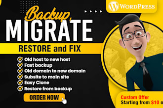 migrate wordpress website, restore and backup website