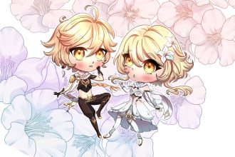 draw cute chibi art and icons
