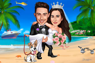 draw family group cartoon and caricature