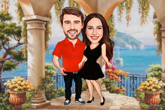make your lovely couple cartoon caricature