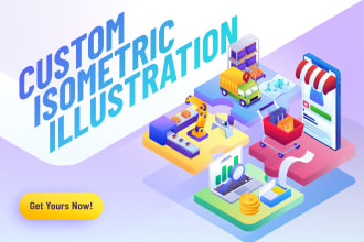 create amazing 3d isometric vector illustration design