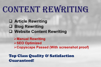 do your article and blog rewriting for SEO