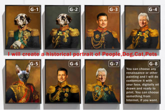 make renaissance oil painting portrait of people and pets