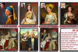 make  renaissance oil painting portrait of people and pets